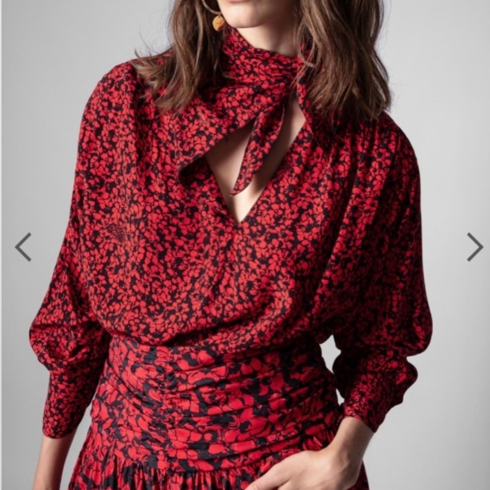 Zadig & Voltaire Tristan Floral Tie Blouse Size S